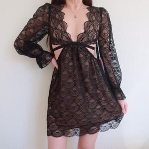 Black Lace Cutout Dress